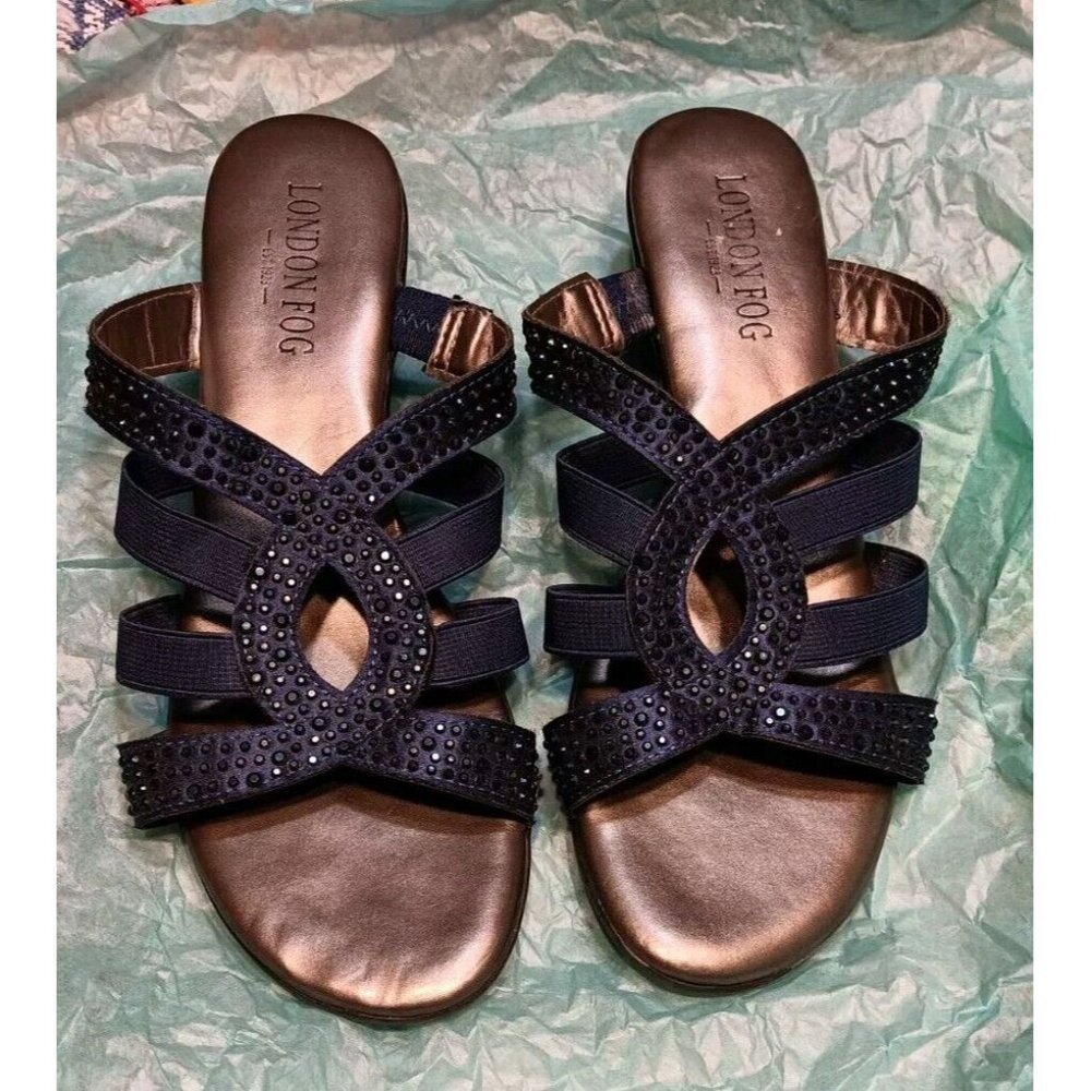 London‎ Fog Size 7M Women's Navy Blue Criss-cross Straps LFW-ELVIS 2 Sandals